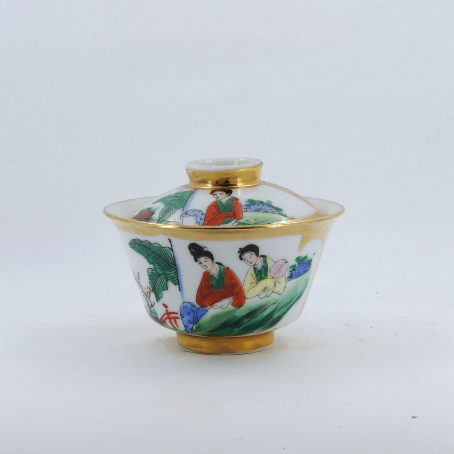 Teaware The Chinese Tea Shop | Antique Famille-Rose Porcelain Beauty Design Hand-Painted Gaiwan