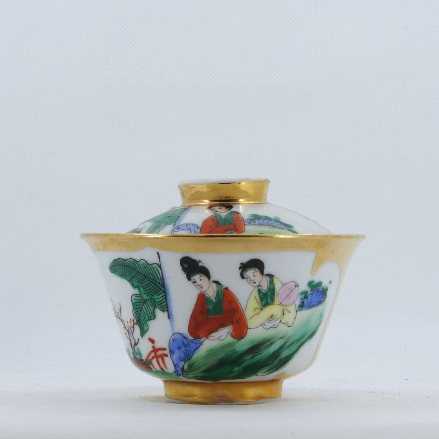 Teaware The Chinese Tea Shop | Antique Famille-Rose Porcelain Beauty Design Hand-Painted Gaiwan