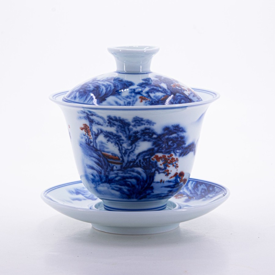 Teaware The Chinese Tea Shop | Blue And White Underglaze Red Porcelain Landscape Design Gaiwan