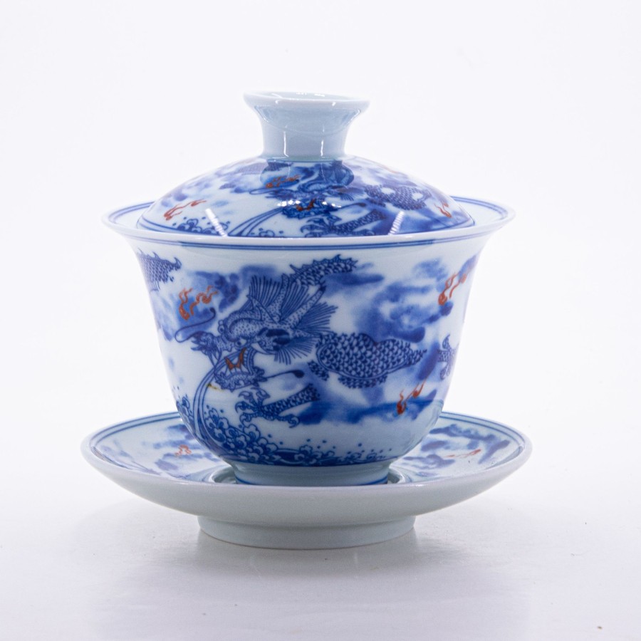 Teaware The Chinese Tea Shop | Blue And White Underglaze Red Porcelain Dragon Design Gaiwan #4A