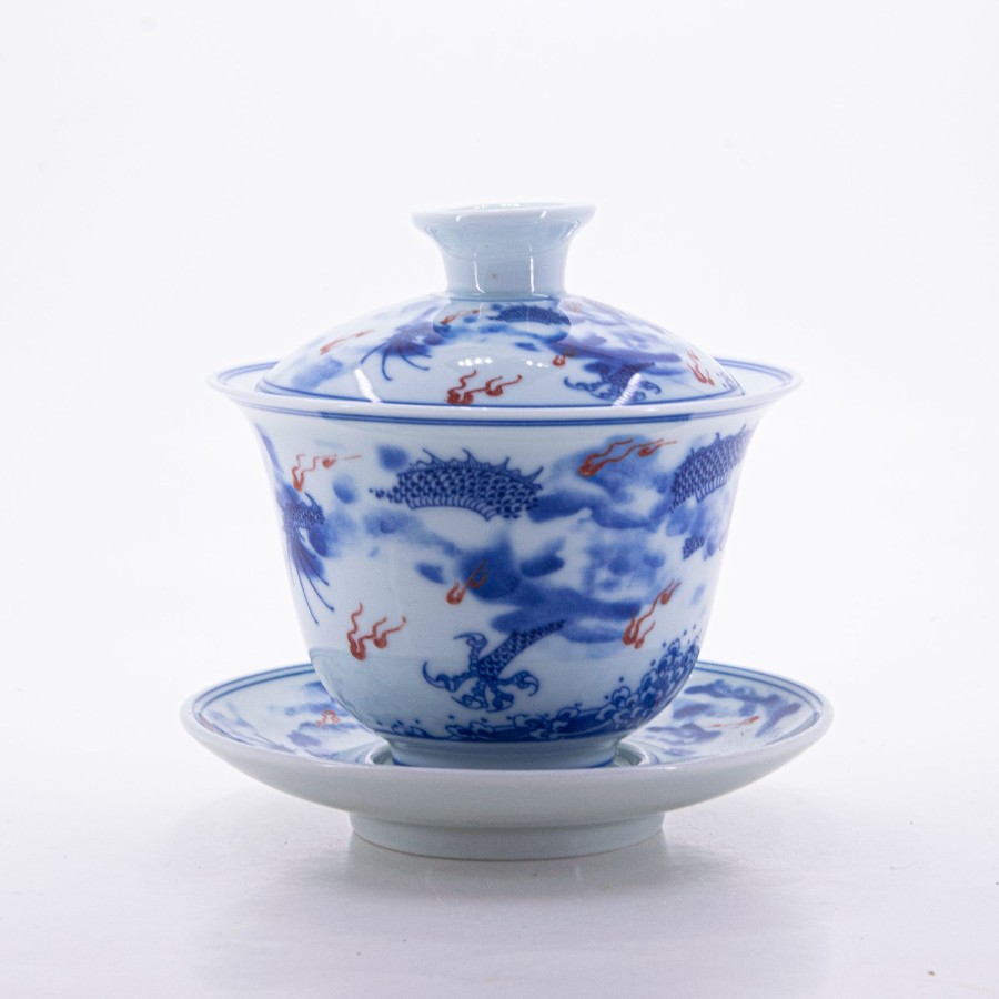 Teaware The Chinese Tea Shop | Blue And White Underglaze Red Porcelain Dragon Design Gaiwan #4A