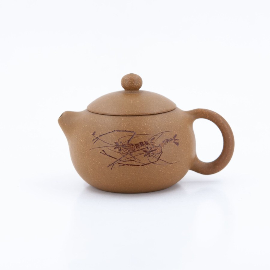 Teaware The Chinese Tea Shop | Yixing Duan Ni "Daobaxishi" Shape Shrimp Carving Chinese Teapot