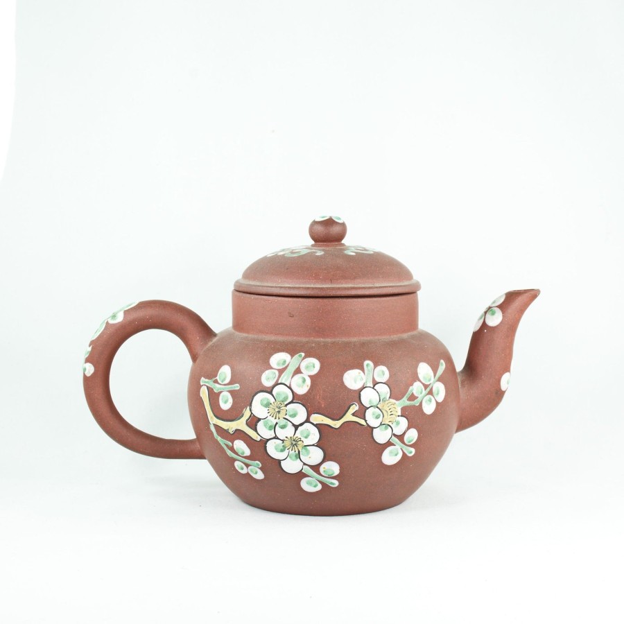 Teaware The Chinese Tea Shop | Antique Yixing Glazed Butterfly And Flower Design Chinese Teapot