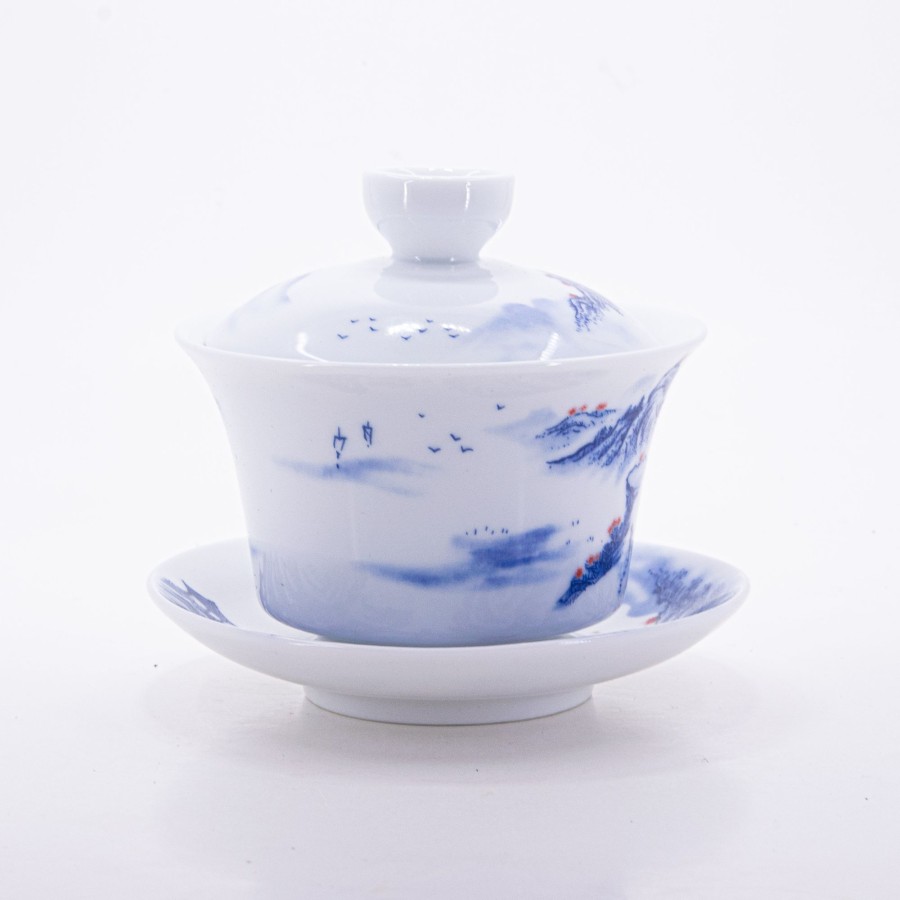 Teaware The Chinese Tea Shop | Blue And White Underglaze Red Porcelain Landscape Design Gaiwan #11