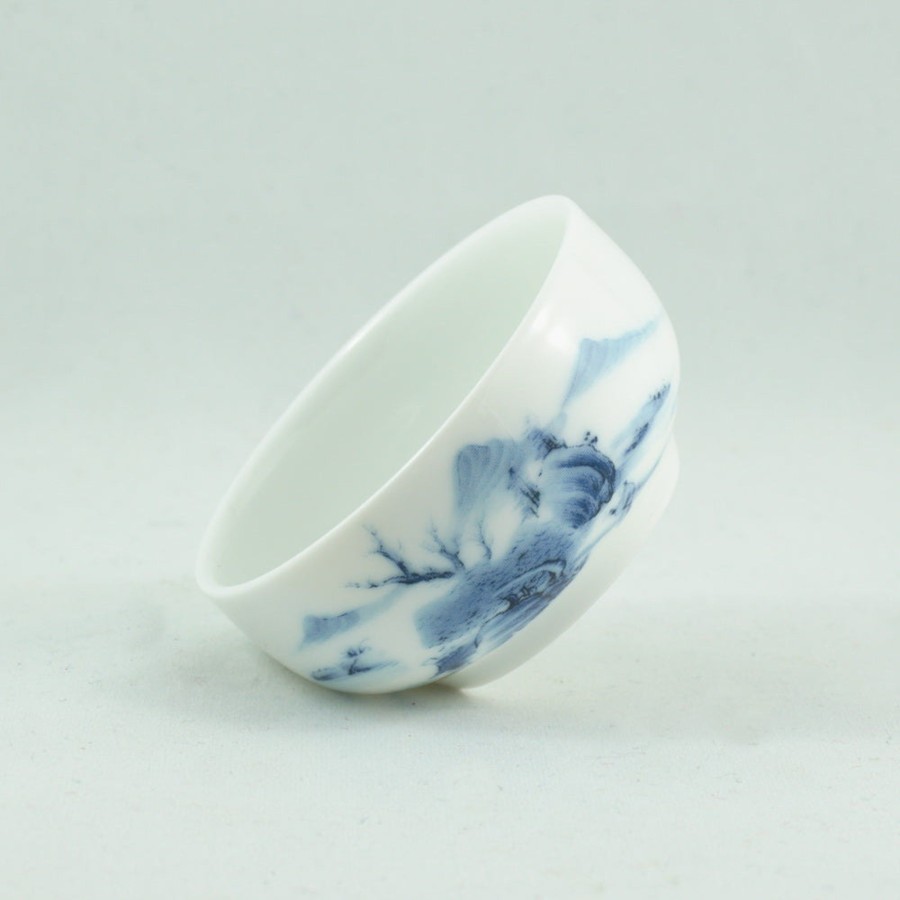 Teaware The Chinese Tea Shop | Porcelain Blue And White Wide Landscape Tea Cup