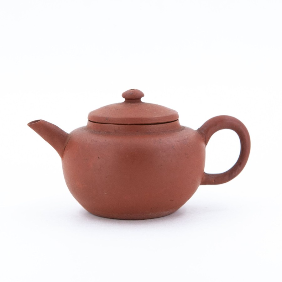 Teaware The Chinese Tea Shop | Antique Chao Zhou Red Clay Flat Lid Shui Ping Chinese Teapot (Handle Glued)