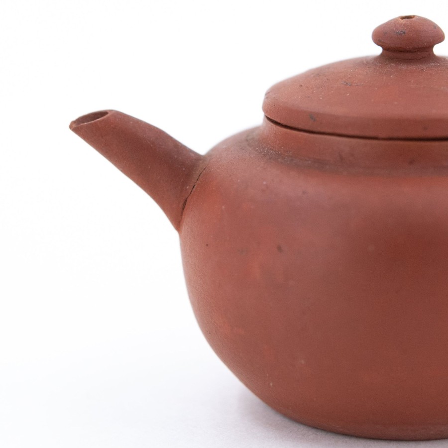 Teaware The Chinese Tea Shop | Antique Chao Zhou Red Clay Flat Lid Shui Ping Chinese Teapot (Handle Glued)