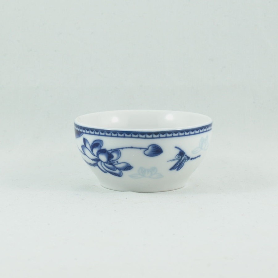 Teaware The Chinese Tea Shop | Porcelain Blue And White Lotus And Dragonfly Tea Cup