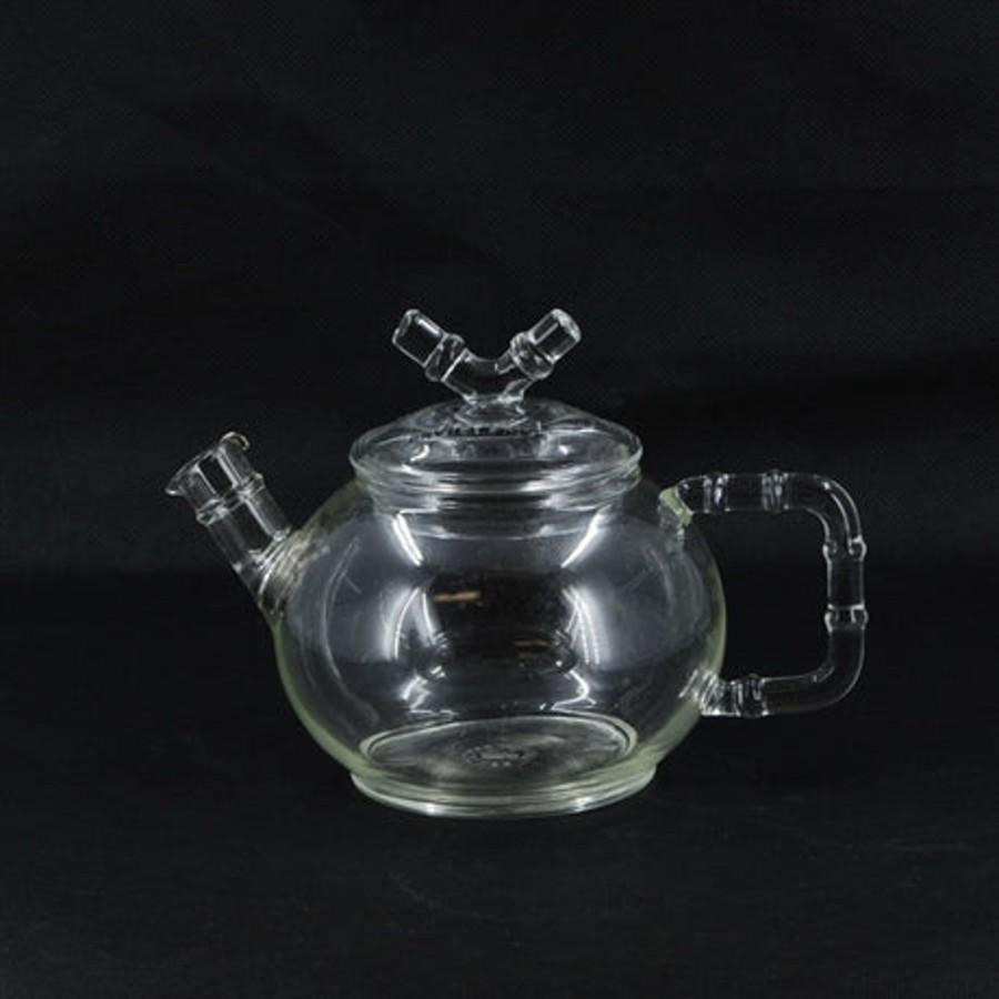 Teaware The Chinese Tea Shop | Modern Large Glass "Bamboo Design" Teapot With Metal Strainer