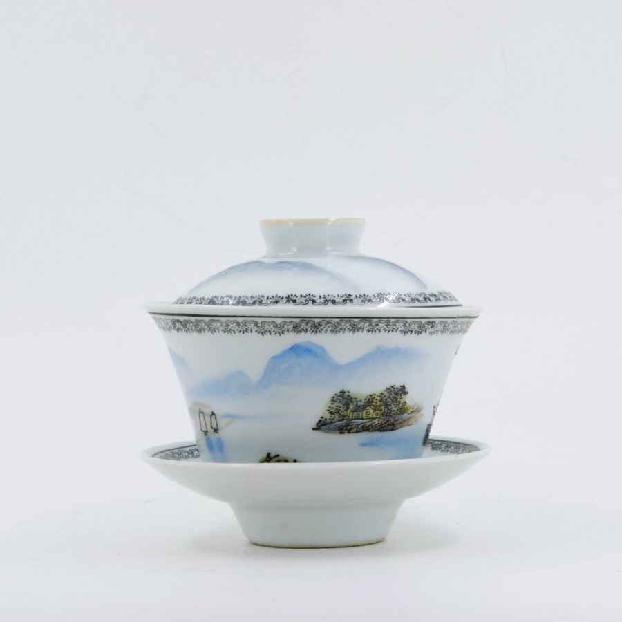 Teaware The Chinese Tea Shop | 1970S Famille-Rose Porcelain Hand-Painted Landscape Design Gaiwan